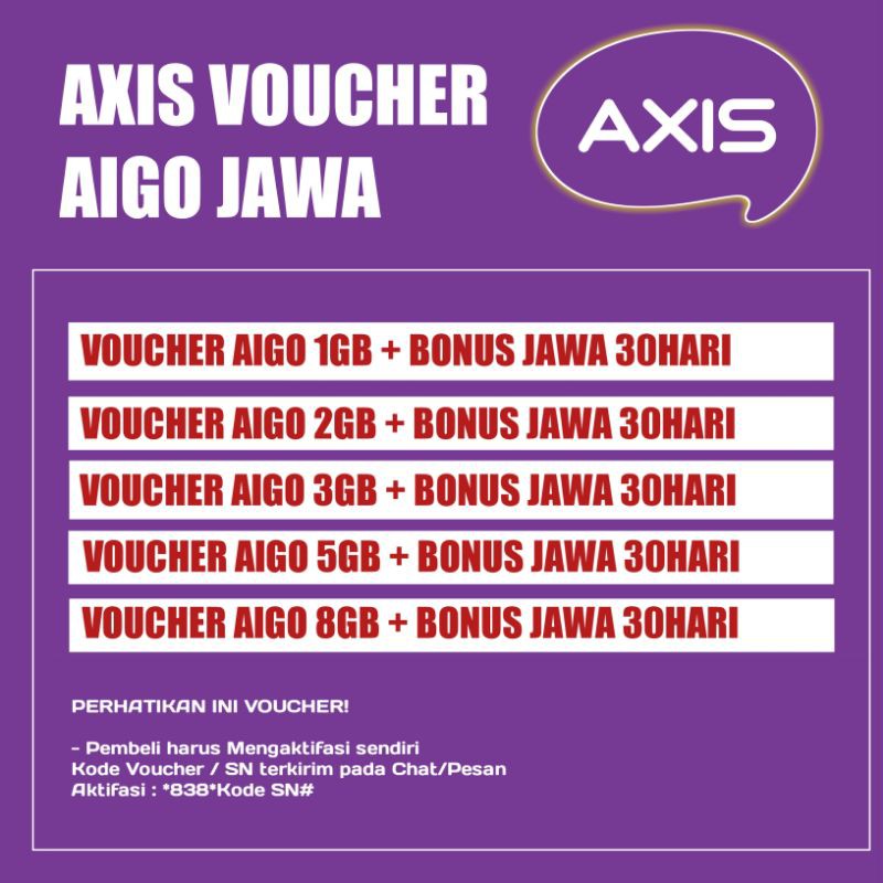 Axis voucher aigo khusus pulau jawa