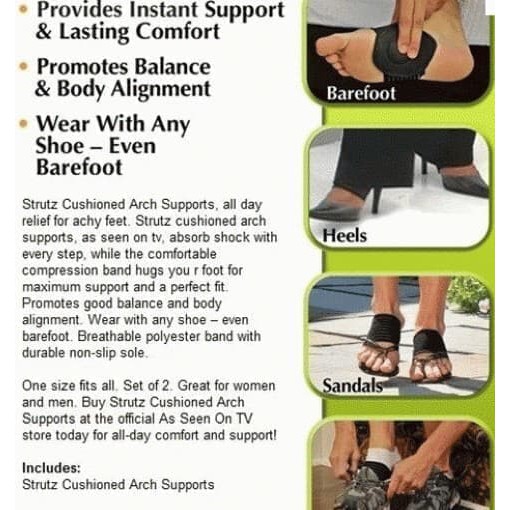 Isi 1 pasang Strutz Cushioned Arch Foot Support Bantalan Pelindung Kaki / Refleksi Telapak Kaki