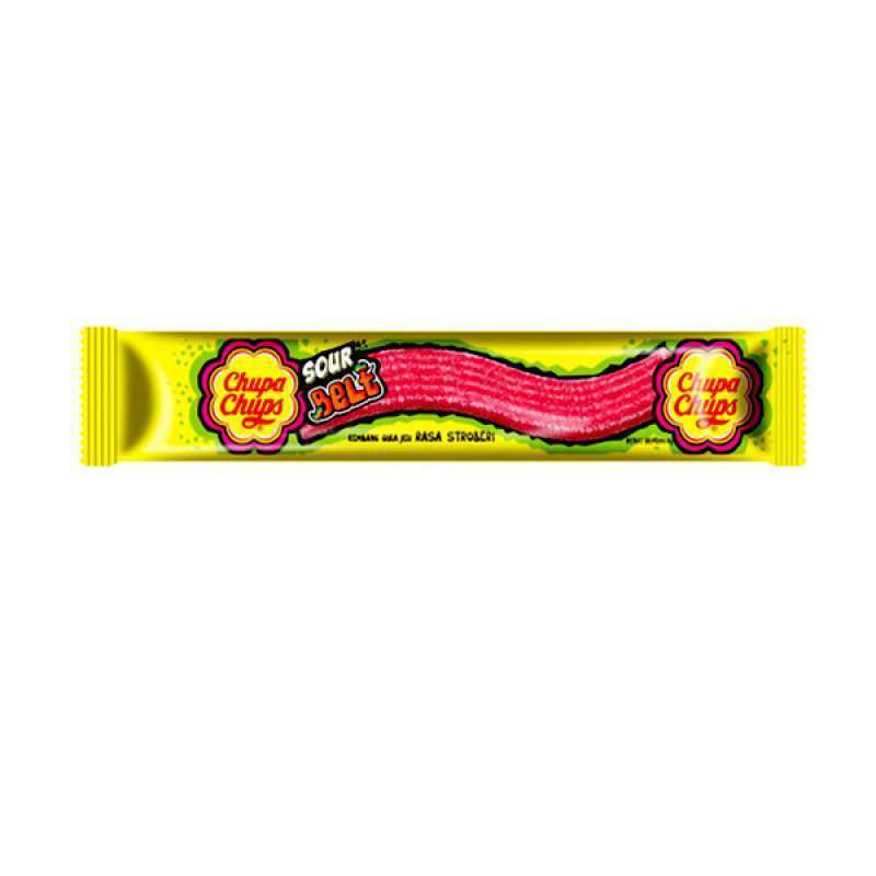 Chupa Chups Permen Sour Belt Stroberi 8gr