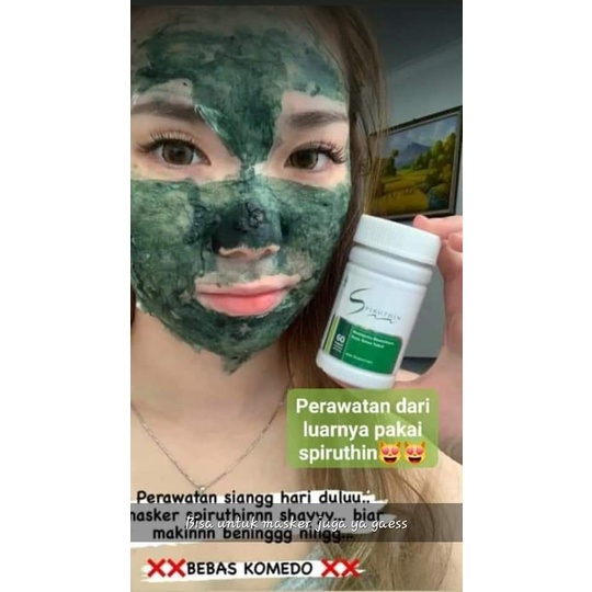 GRACIASHOP21 HWI SPIRUTHIN ORI  MASKER SPIRULINA MASKER HERBAL MASKER SPIRUTIN PENCERAH WAJAH KOMEDO
