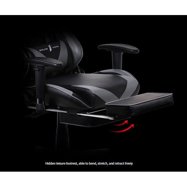 1STPLAYER GAMING CHAIR FK3 - BLACK WHITE - LUMBAR MASSAGE - With Foot Rest - Comfort - All Steel Skeleton - High Density Molded Foam