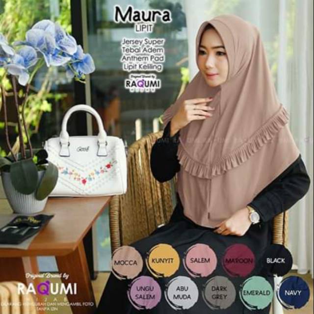 Maura Lipit Jilbab Instant Bahan Jersey Super Adem Ori Raqumi Hijab Grosir Murah Solo