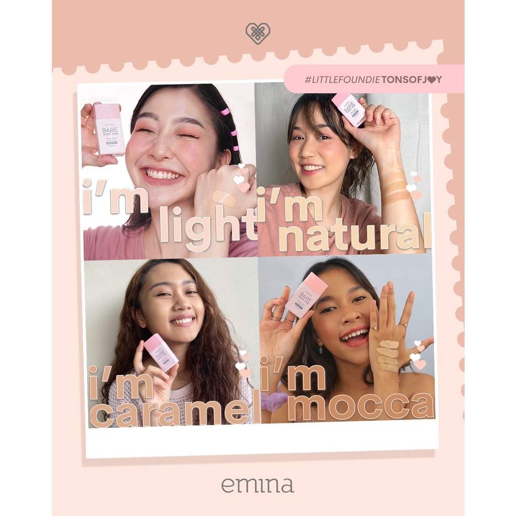 ✿ELYSABETHME✿ ˜”*°• emina •°*”˜. emina bare with me foundation untuk alas bedak menutup noda dan jerawat