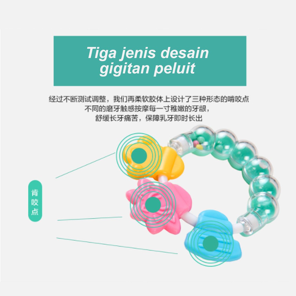 ♫ Megata ♫ A121 Mainan teether bayi Dengan Rrattle Gigitan Silikon Anak Import