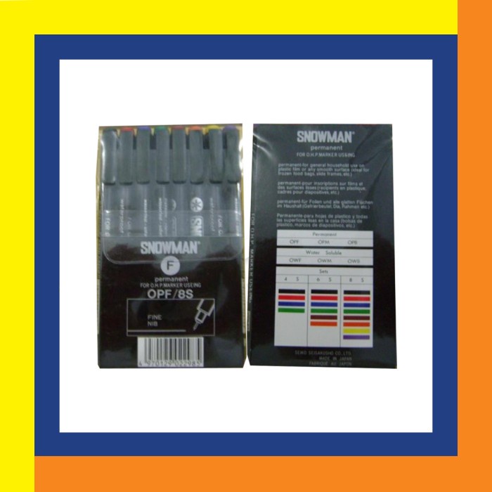 

Permanent Marker - Snowman - OHP OPF 8Colours Fine Points promo