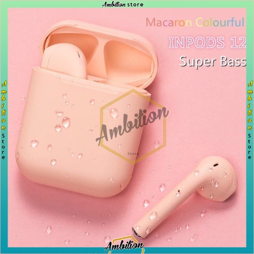 [BISA COD] Lanyard headphone Headset i12 TWS | i12 Macaron HEADSET BLUETOOTH DENGAN KOTAK PENYIMPANAN