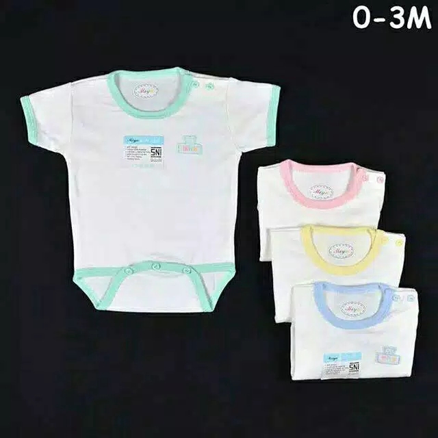 MIYO 1 Pcs Baju Kodok Segitiga / Jumper Bayi / Baby PUTIH List Warna Newborn (0-3M)