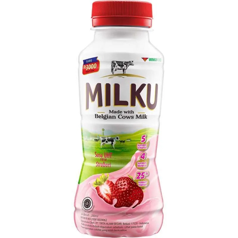 

Milku Uht Strawberry Btl 200Ml