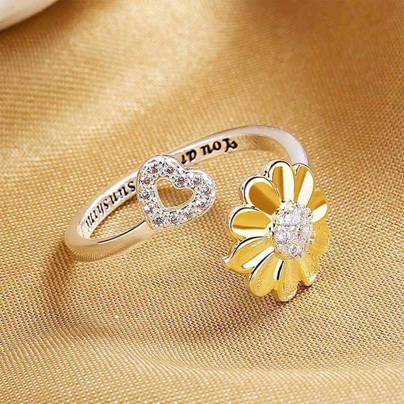 Cincin Sterling Silver 925 Model Terbuka Adjustable Desain Bunga Aster Butterfly Biru Hias Zircon Untuk Wanita