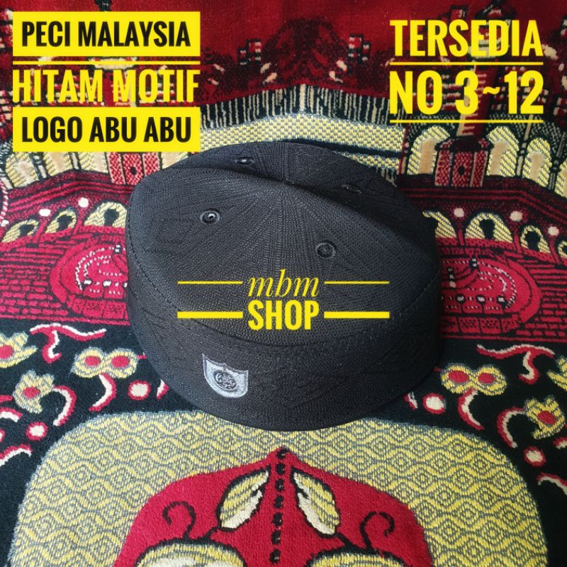 Peci malaysia Kopyah Malaysia Hitam Motif Logo Kuning