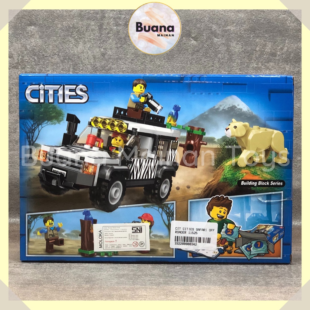 BRICK CITIES SAFARI OFFROAD MAINAN EDUKASI ANAK COWO CEWE TEMA OUTDOOR ZOO CAR BRICKS BLOCK 11525