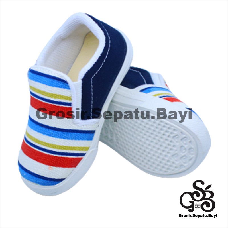 sepatu anak perempuan laki laki slip on motif Rainbow Hitam