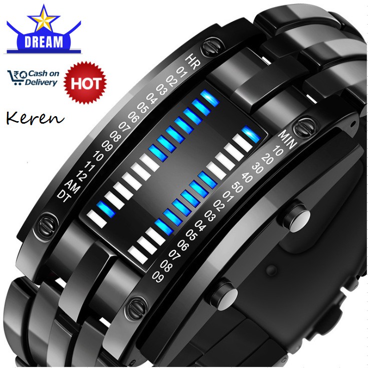 Jam Tangan Pria Digital Jam Tangan Rantai Ironman Men's Watch Stainless Steel + Free Box