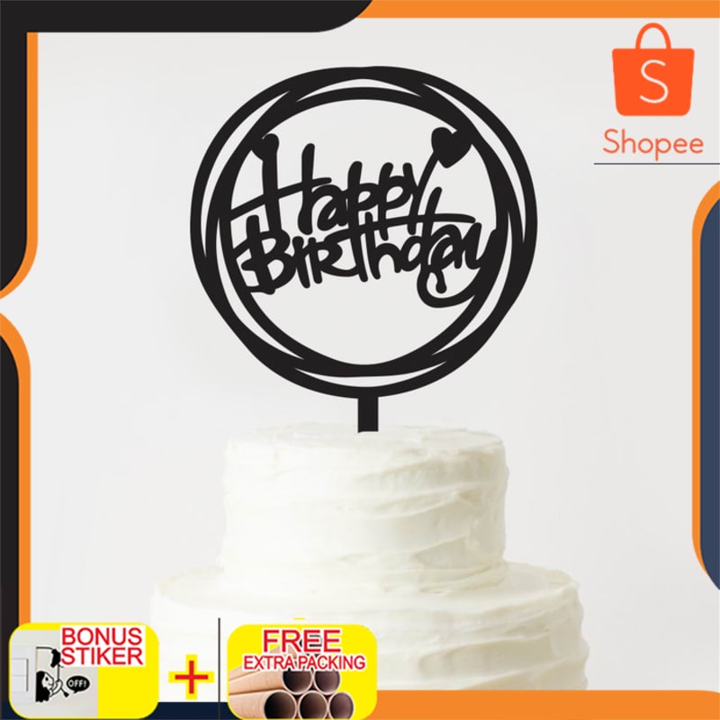 

Promo TOPPER HAPPY BIRTHDAY AKRILIK / TOPPER KUE ULANG TAHUN ACRYLIC Elegan