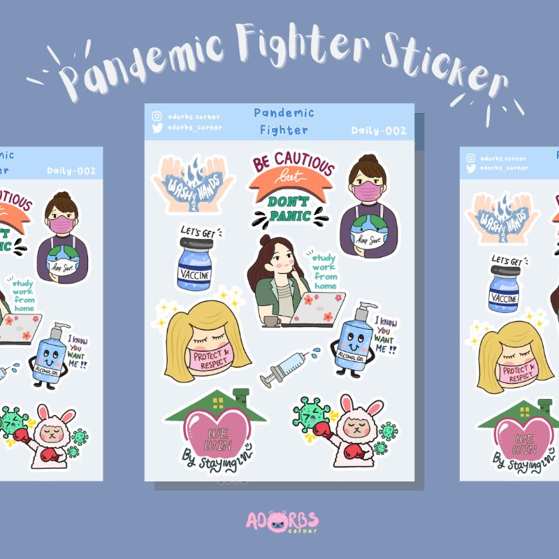 

Pandemic Fighter Sticker Sheet - Adorbs Corner