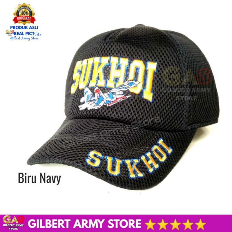 GILBERT ARMY STORE-Topi Sukhoi Mk 30  Bahan Jaring Biru Navy Grosir Murah Gilbert Army store Topi