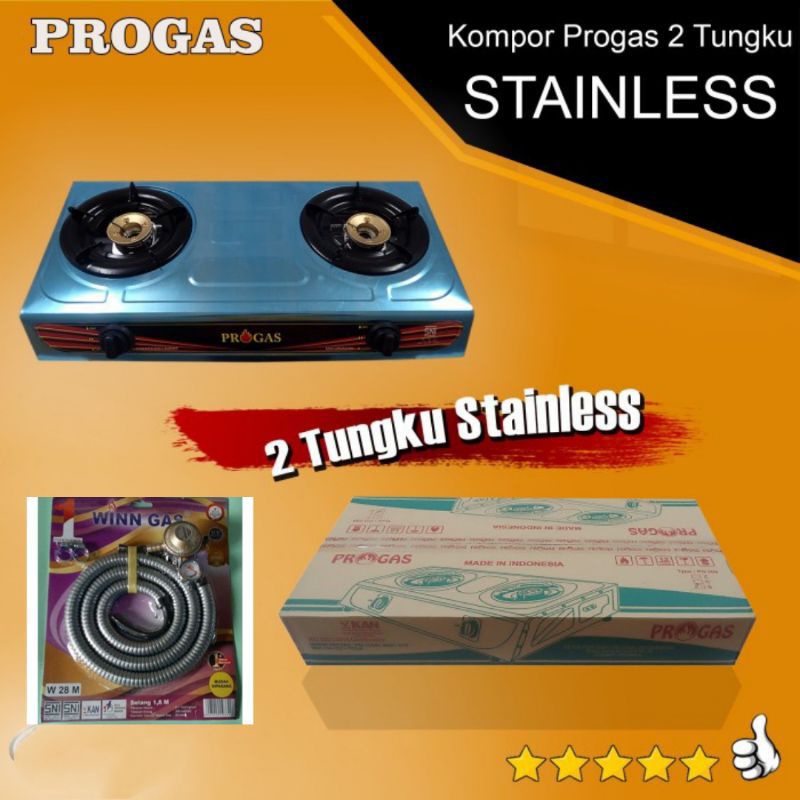 PROGAS Kompor , Kompor Gas 2 Tungku STAINLESS