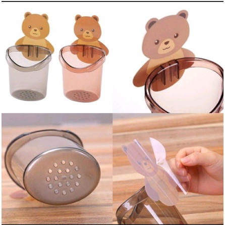 Rak Tempat Sikat Gigi Odol Motif Beruang Cute Wadah Penyimpanan kosmetik Serba Guna Kamar Mandi Dispenser odol