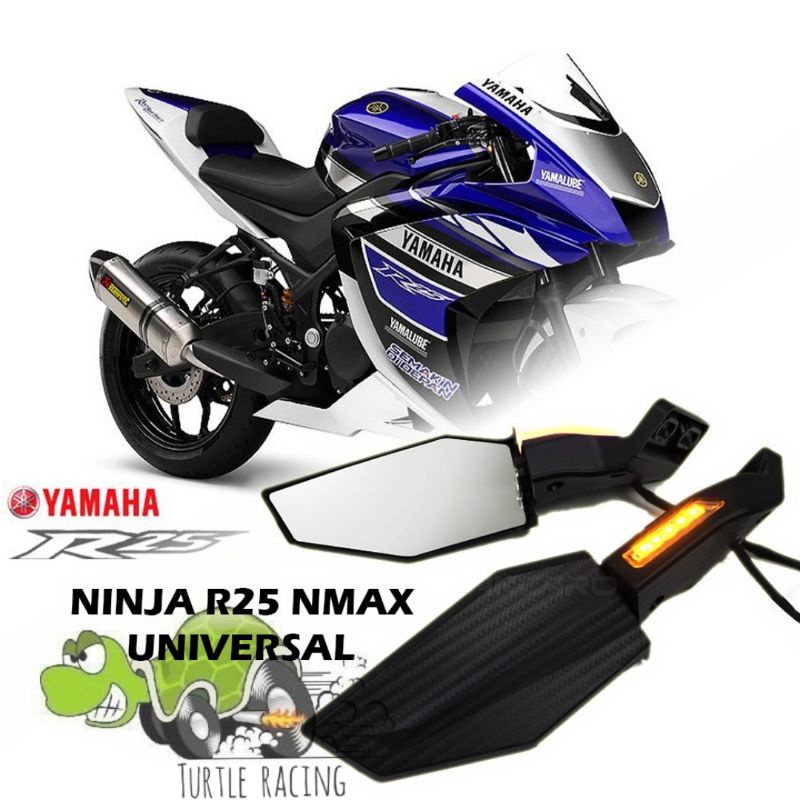 Spion Winglet Plus Lampu Sen Spion Fairing Kawasaki Zx10R Zx25R Cbr Gsx Ducati R15 R25 Nmax Pcx Dll   By Mega_Racing