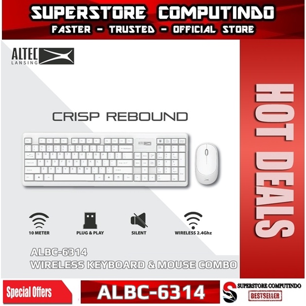 Keyboard Mouse Wireless Altec Lansing ALBC-6314 Silent White