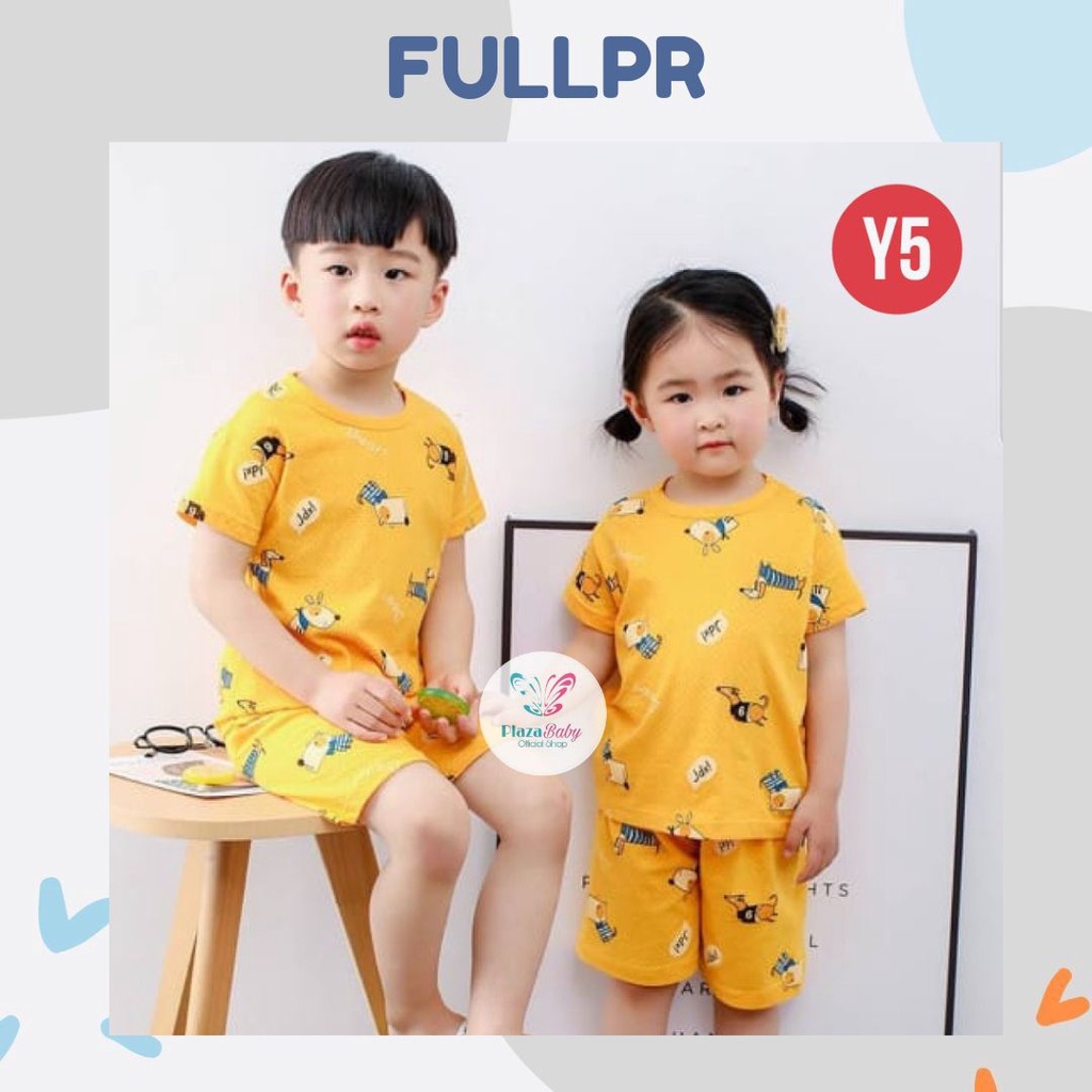 plazababyku KIDS FULLPR PENDEK Setelan Anak Kaos Lengan + Celana Berkualitas Import 0-5 Tahun ebv pa