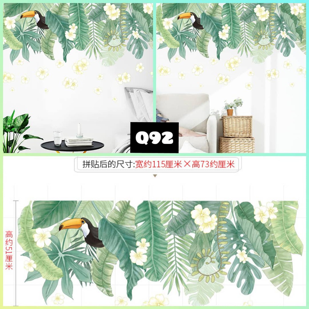 WALLSTIKER WALLSTIKER WALL STICKER STIKER PAPER WALLPAPER DINDING D3 MOTIF TANAMAN HIJAU DAUN POHON KAKTUS MONSTERA DEKORASI CAFE RUMAH PINTU JENDELA CERMIN KACA HIASAN KERAMIK KAMAR MANDI TOILET ANTI AIR WATERPROOF TEGEL KOMPOR KULKAS DAPUR 3D AESTHENTIC-Q 92