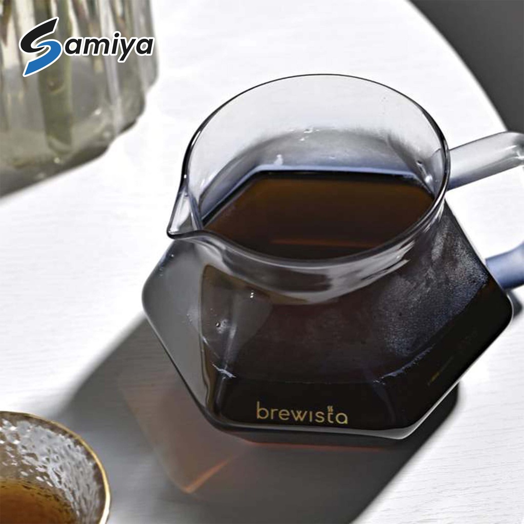 brewista x series glass server 500ml blue shadow clear gilded border / teko server kopi brewista original / coffee server premium