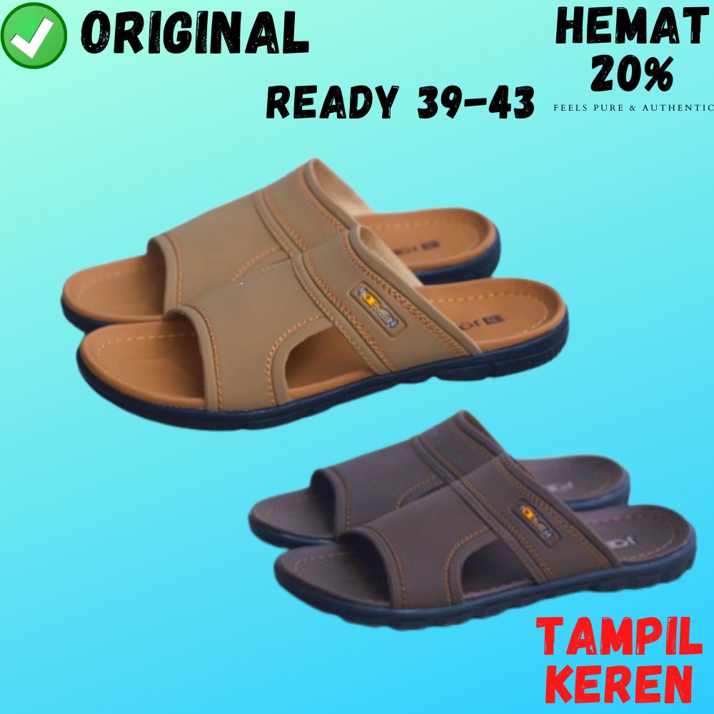 Sandal Kulit pria Sendal cowok terbaru Slip on tali ORIGINAL bahan berkwalitas