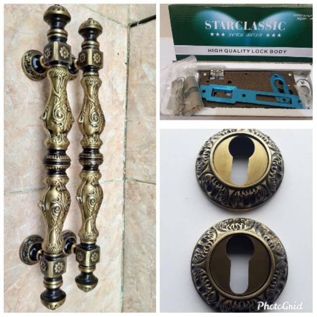 Handle pintu rumah / Gagang pintu rumah / Handle pintu kuningan motif barongsai set kunci Terbaik