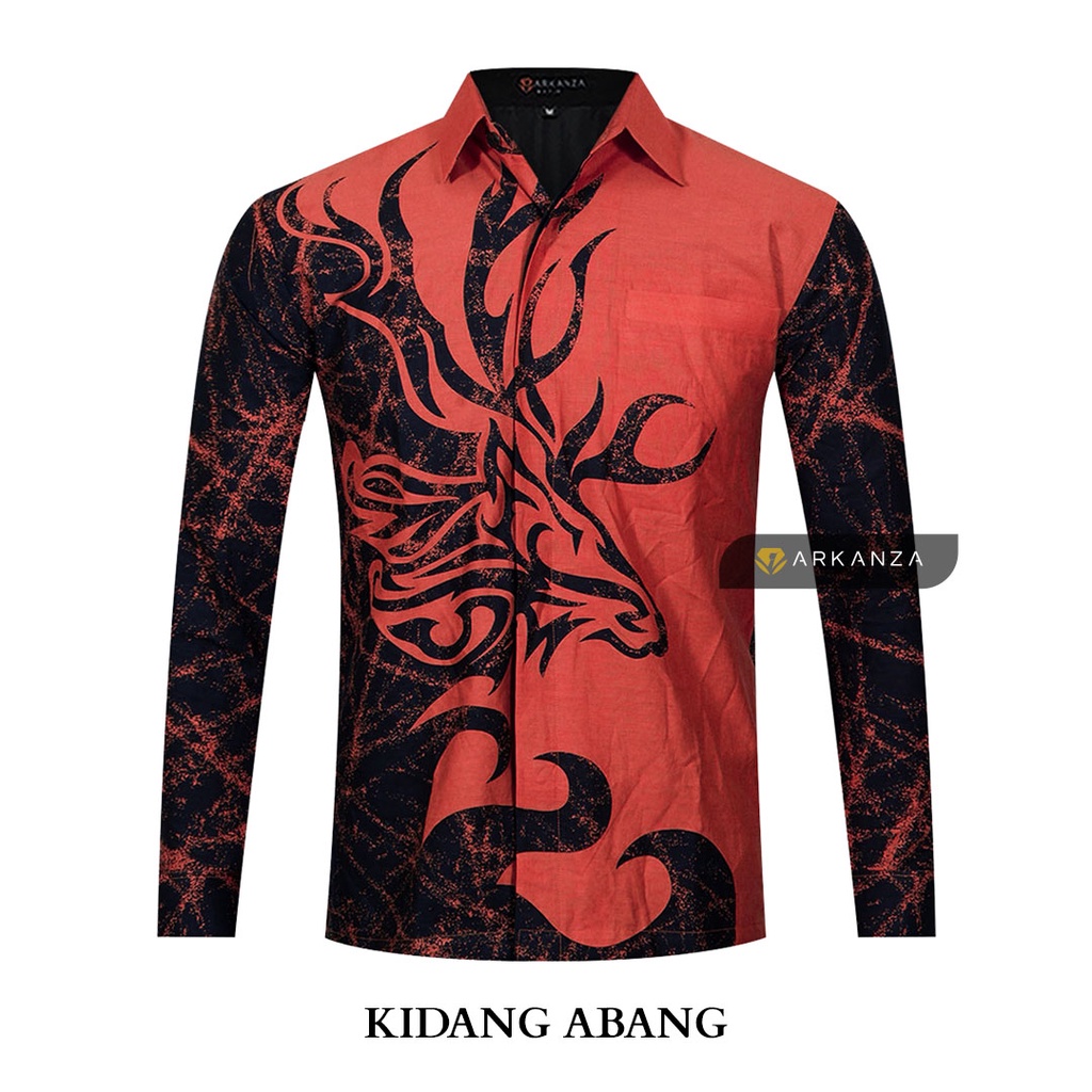 BATIK ARKANZA Motif KIDANG ABANG Hem Atasan Kemeja Baju Batik Pria Cowok Laki Laki Slimfit Full Lapis Furing Lengan Panjang Lengan Pendek Original Asli