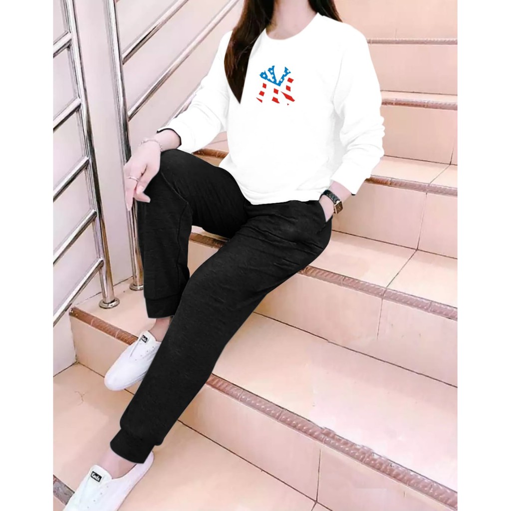 Bisa COD / Asgard777 - STELAN GIRL NY AMERICA / baju panjang wanita / setelan cewek / sweater cewek / celana panjang wanita / atasan cewek