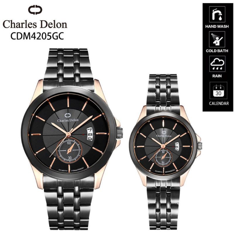 COD✅ JAM TANGAN COUPLE CHARLES DELON CDW-CDM 4205 TAHAN AIR