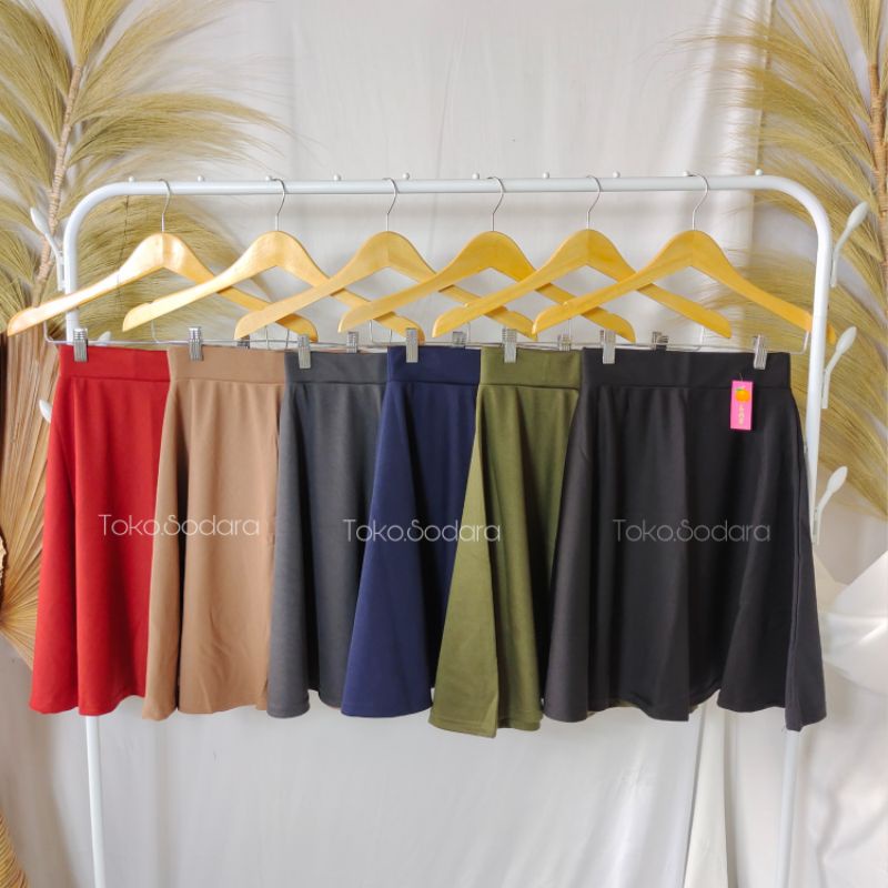 Rok Payung Jodda Scuba Pendek // Rok Flare skirt premium // Rok Wanita Mayung