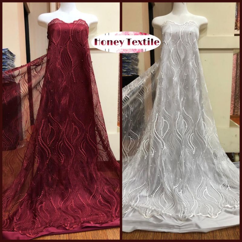 Kain Tile/Tulle Mutiara Merambat, kain brokat tile, tile polos,tile mutiara,Tile bordir,Tile polos (