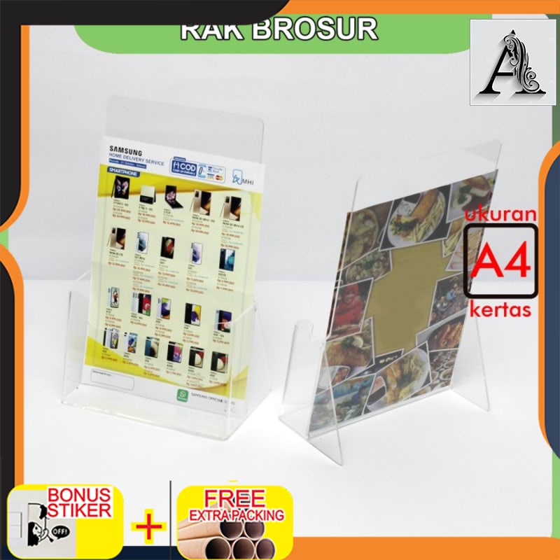 

Grosir Rak Tempat Brosur Brochure Akrilik/Acrylic A4 Premium Model Tekuk