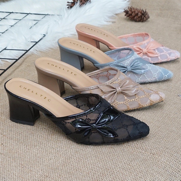 Sepatu Wanita/Sandal Hak Tahu Wanita Terbaru Chelltic/Slip On Mules/Sepatu hak brukat pesta perempuan remaja/sandal wanita formal/Sendal kondangan pernikahan/sandal selop wanita kekinian/wedges wanita terbaru/Bisa Bayar Di Tempat /Cod/Gratis Ongkir