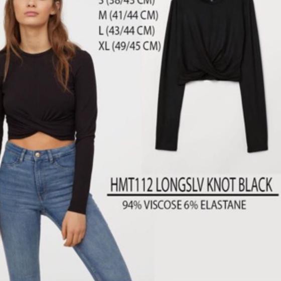✶ Branded murah original - 3 warna Divided by H&M crop top lengan panjang ➧