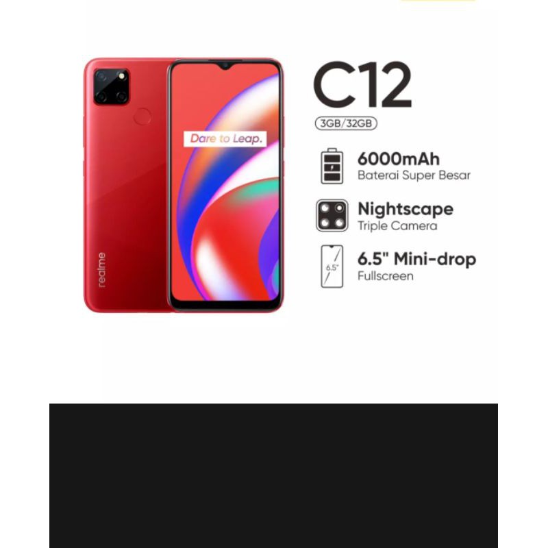 Realme C12 Ram 3/32 6000 Mah garansi resmi realme indonesia