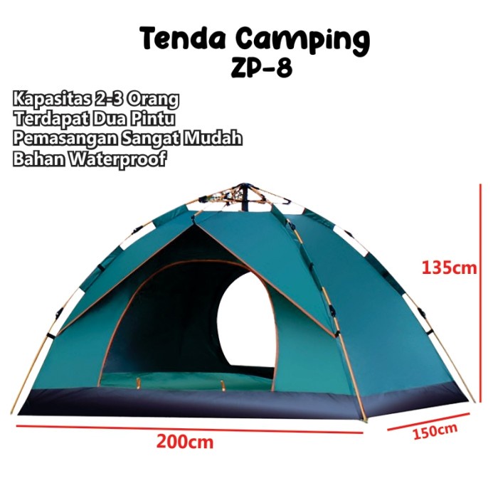 Tenda Camping Biru Kapasitas 1-3 Orang Tenda Outdoor &amp; Indoor Tenda Gunung Tenda Camping Kemah 4-5 Orang/Tenda Camping Anti Air Tenda Camping Zp 5 Simple