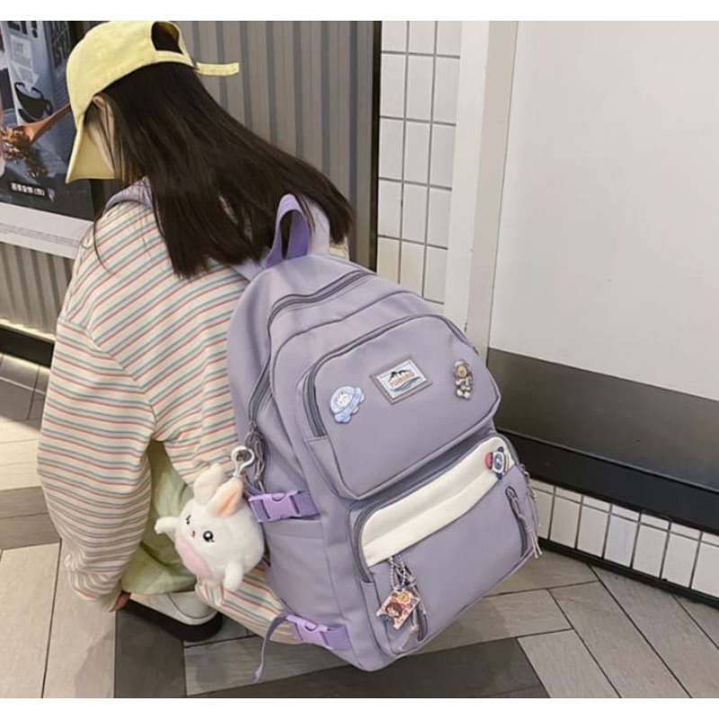 Tas Ransel Wanita Sekolah SD SMP SMK Terbaru K POP Korea Tas Ransel Perempuan Remaja Gadis Gendong Besar Kekinian Terbaru Viral Populer 2022-6