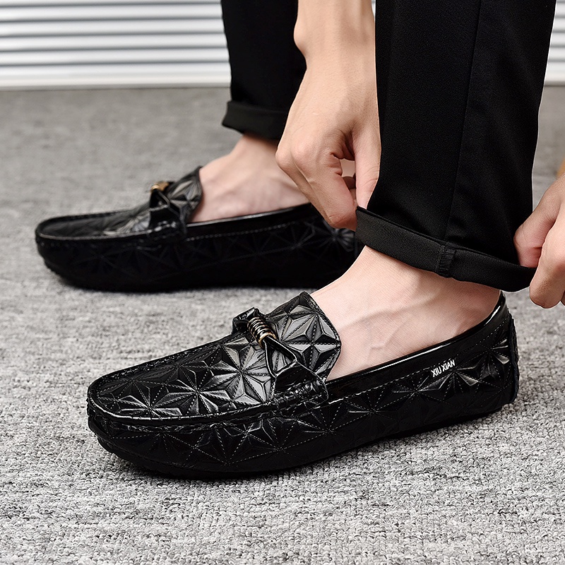COD Kulit Asli Sepatu Casual Slip On Pria Slop Mocasin Santai Tanpa Tali Kantor Cowok Murah Keren Pantofel Hitam 049