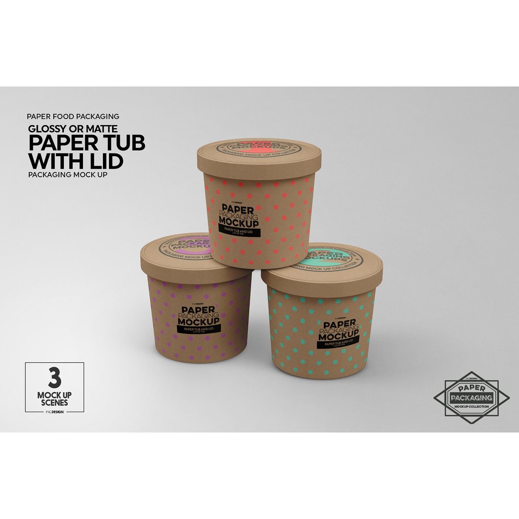 Paper Tub With Lid Packaging Mockup - Photoshop