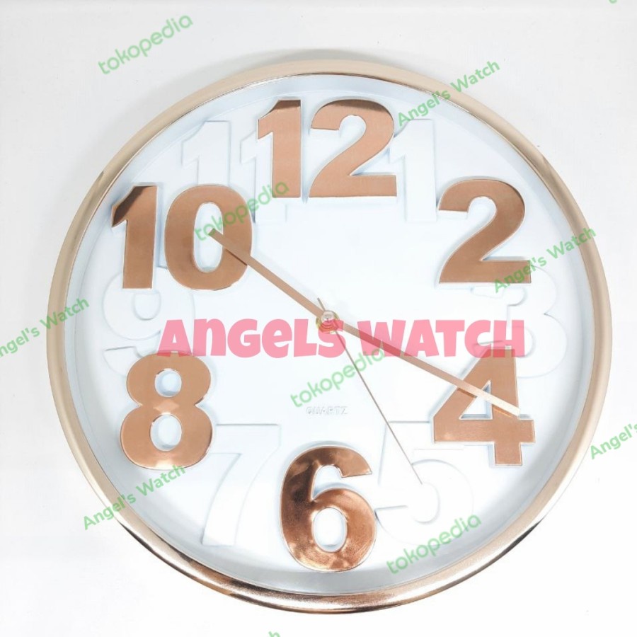 Jam Dinding Minimalist Rose Gold - rose pink