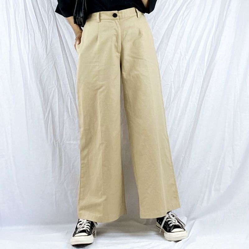 Mirabella Linen Pants Terbaru Size M-L-XL-XXL / Melva Slit Pants Celana Kulot Highwaist Premium