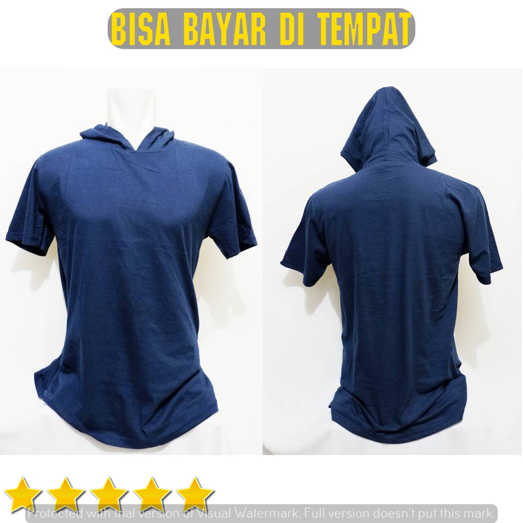 Kaos Hoodie Fitnes Kupluk Polos hoodie navy