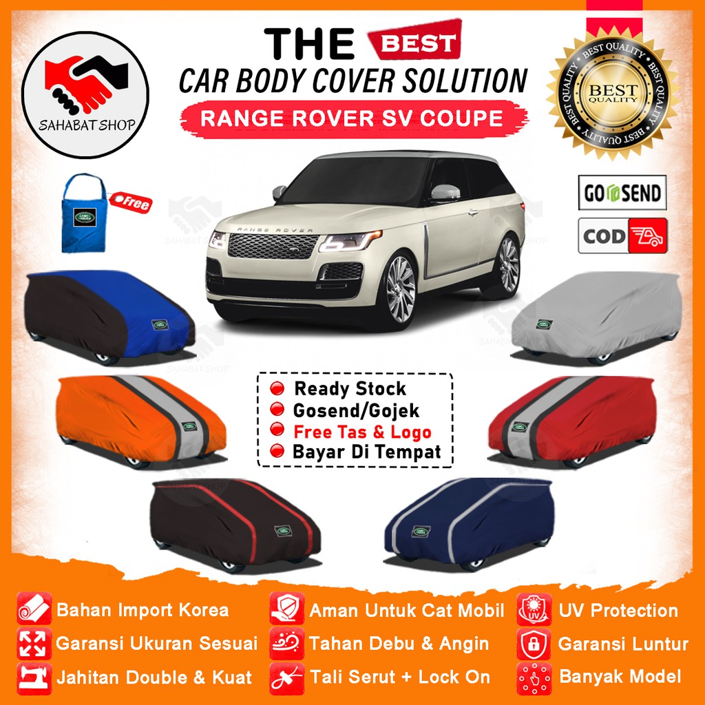 Sahabat Body Cover Mobil Coupe / Sarung Penutup Land Rover SV Coupe Outdoor / Mantel Tutup Selimut Pelindung Jas Mantol Kerudung Pembungkus Kelambu Bungkus Terpal Kerodong Tutupan Mobil Range Rover SV Coupe Anti Air Waterproof Model Orange