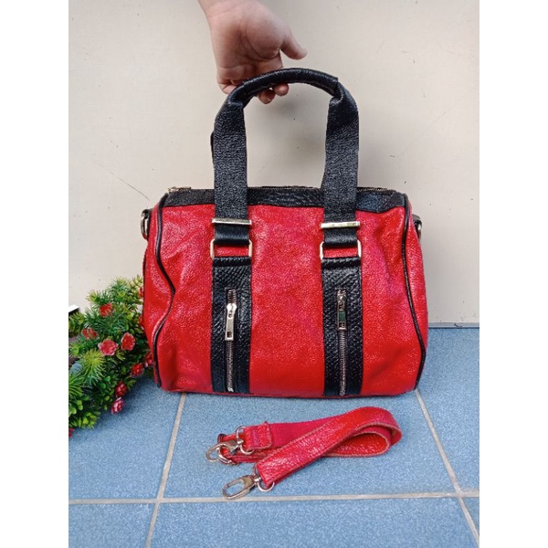 TAS SPEEDY MERAH KULIT ASLI, TEBAL &MANTULL,  PRELOVED HANDBAG SPEEDY,  TAS SPEEDY KULIT,  PRELOVED 