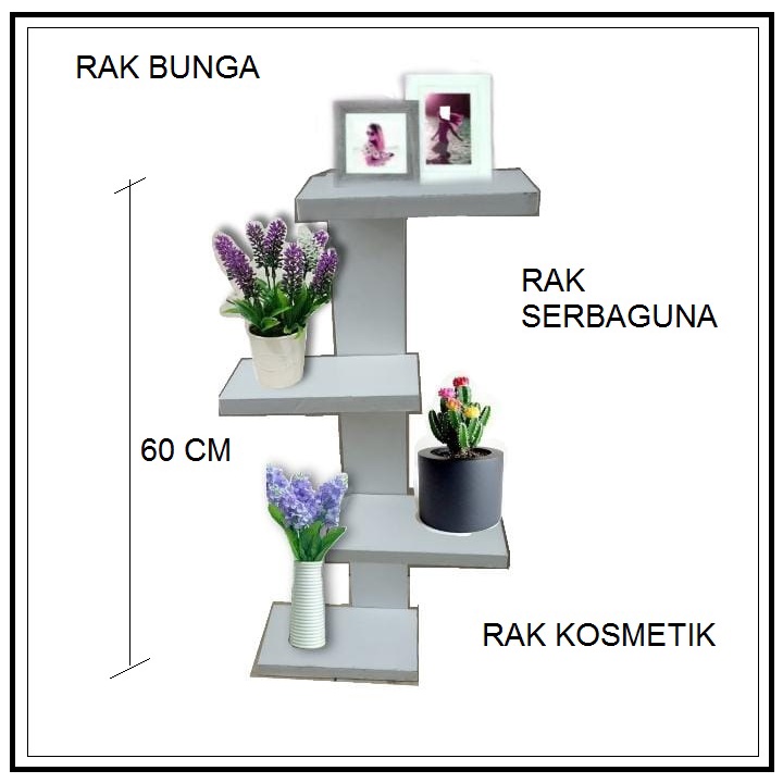 Rak kosmetik atau Rak Bunga serbaguna minimalis