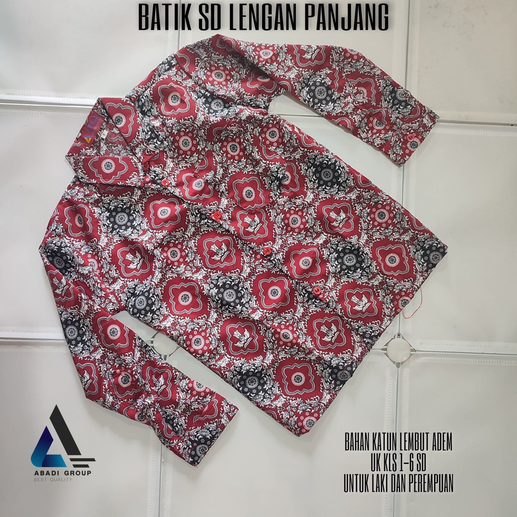 Batik SD merah lengan panjang anak laki-laki dan perempuan ( unisex )