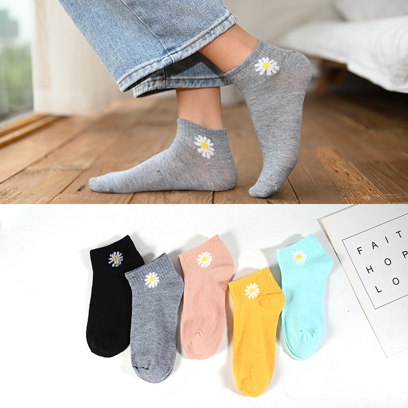 GO! KK605 Kaos Kaki Motif Bunga Daisy Cute Kaus Kaki Girl Korea Panjang Semata Kaki Import cod